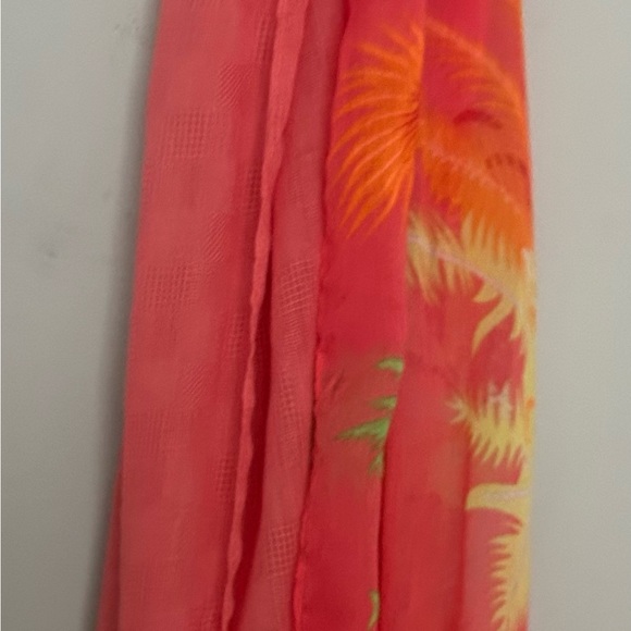 Coral peach long print scarf - Picture 6 of 7
